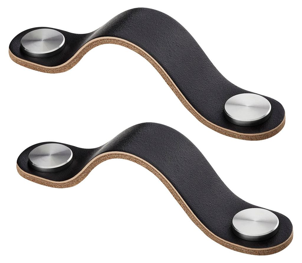 SOTECH Ledergriff OSTERNAS Schrankgriff – Bohrabstand 96 mm, Edelstahl / Schwarz (2 Stück)