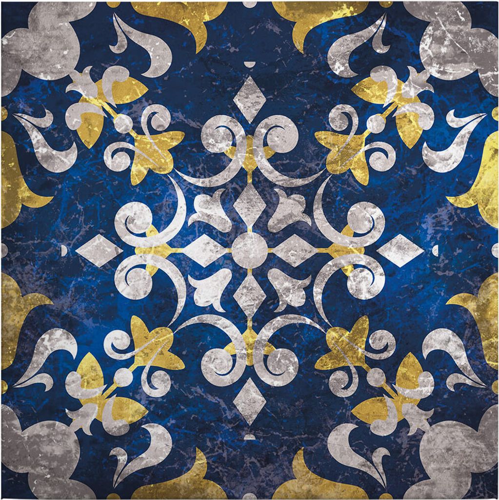 Leinwandbild Kunst 50 x 50 cm - Wandbild Blau Grau - Keilrahmen Retro Vintage Abstrakt Wohnzimmerdeko Wanddeko Wandgemälde