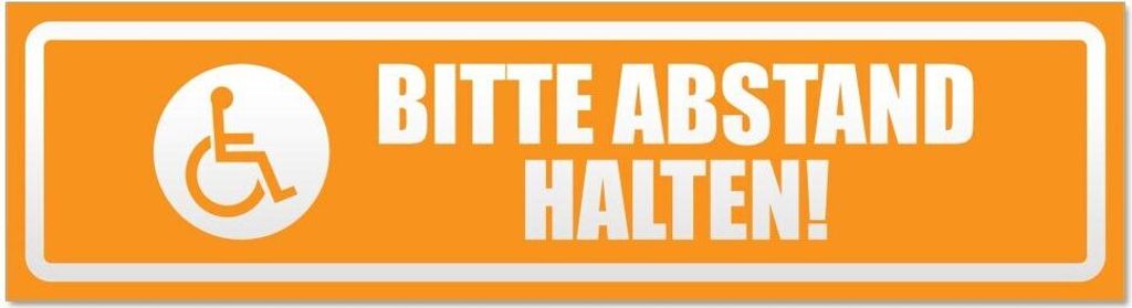 Bitte Abstand halten! Motiv 2 invertiert Magnetschild Schild magnetisch - 30cm Orange - Magnetfolie für Auto PKW Kfz