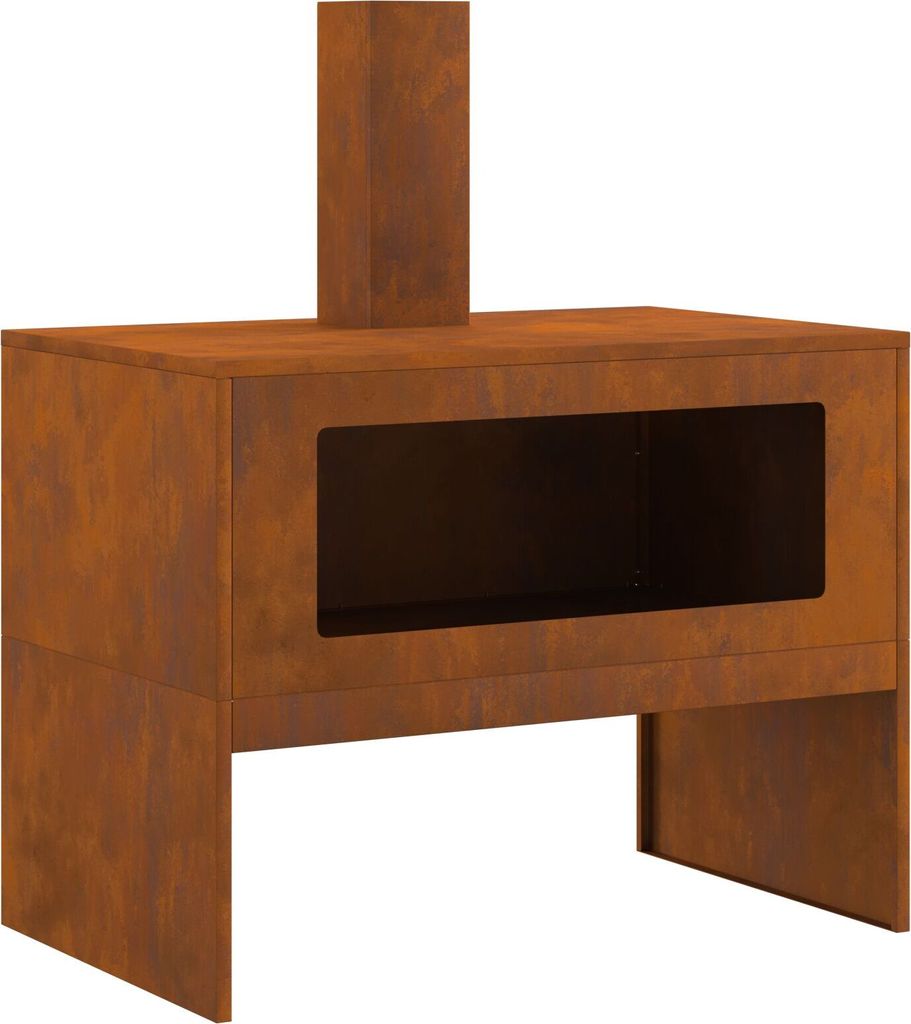 Möbel Feuerstelle mit Rauchabzug 80x50x96 cm Cortenstahl - Feuerkörbe & -schalen 858937