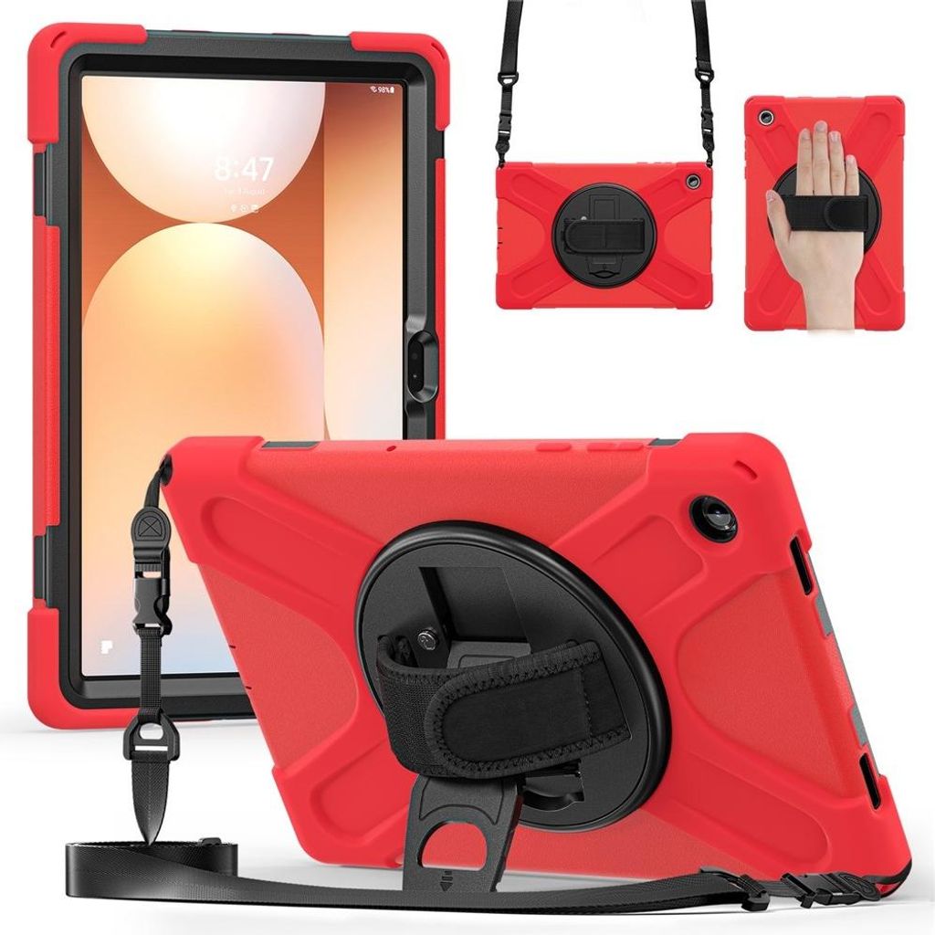 Samsung Galaxy Tab A11 Plus Hülle - Coverup Heavy Duty Case mit Schultergürtel - Rot
