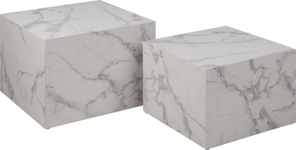 Couchtisch Set Würfel (2 Stück, 58x58x40 cm) - weiße Marmor Produktbild 