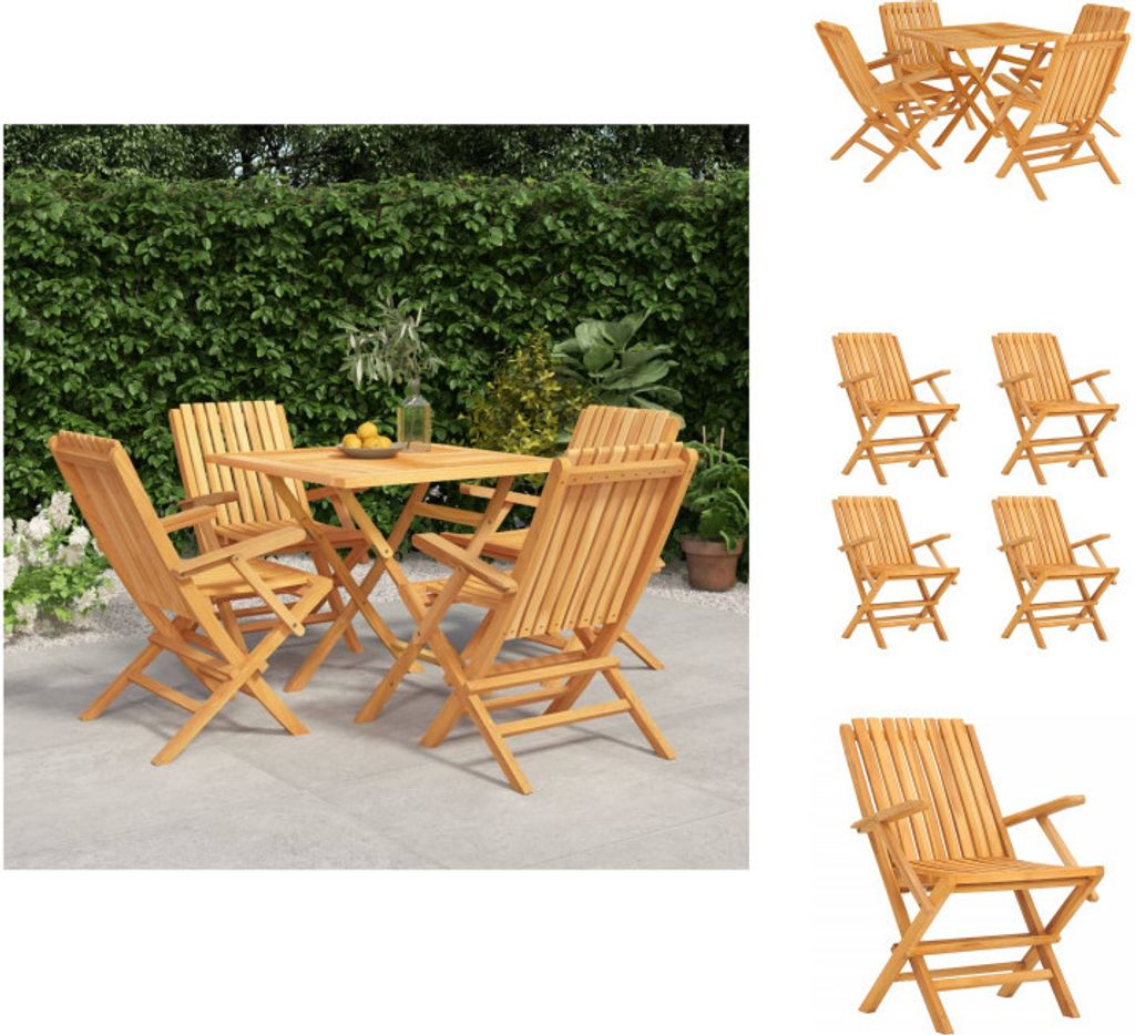 vidaXL 5-tlg. Garten-Essgruppe Massivholz Teak - Gartenmöbel-Sets