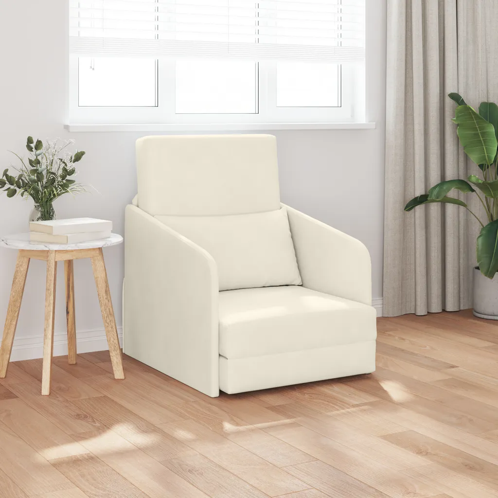 vidaXL Divano letto Crema 65 x 80 x 83 cm Velluto