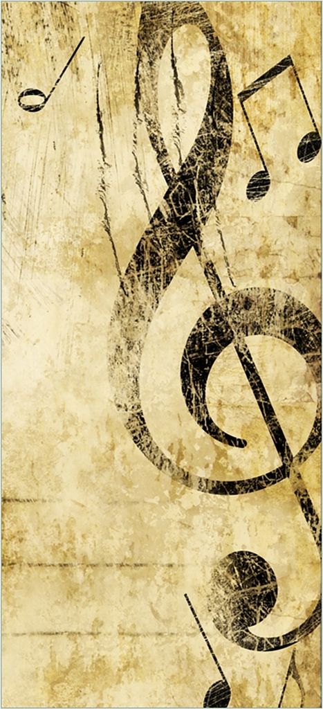 Türtapete Türposter Musik als Leidenschaft Notenschlüssel in braun - Größe: 93 x 205 cm