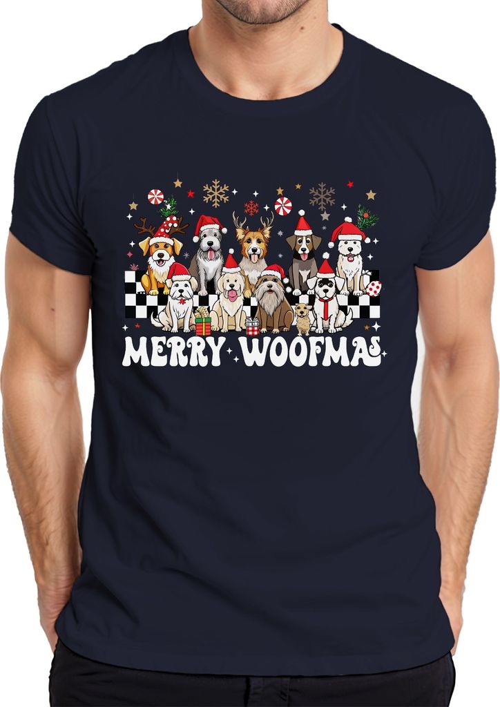 Merry Woofmas Hund Hunde Hundehalter - Weihnachten Xmas Christmas Herren T-Shirt, Navy, S