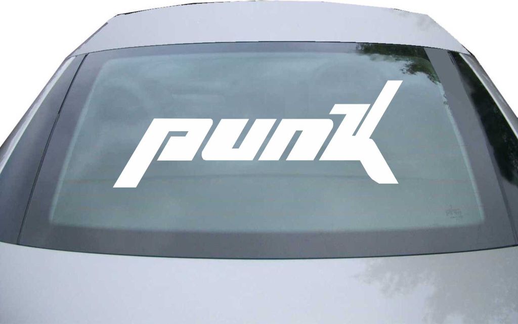Indigos UG - Aufkleber Heckscheibe & Motorklappe DE7061 - weiß - 600x486 mm - Punk Schriftzug Musikrichtung Style - Auto Scheiben Fenster Heckklap...