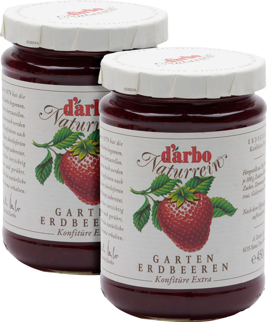 Food-United KONFITÜRE-EXTRA Gartenerdbeere-Erdbeere 2x 450g von DARBO Naturrein fruchtiger strawberry jam perfekt für Brot und Brötchen Frühst...