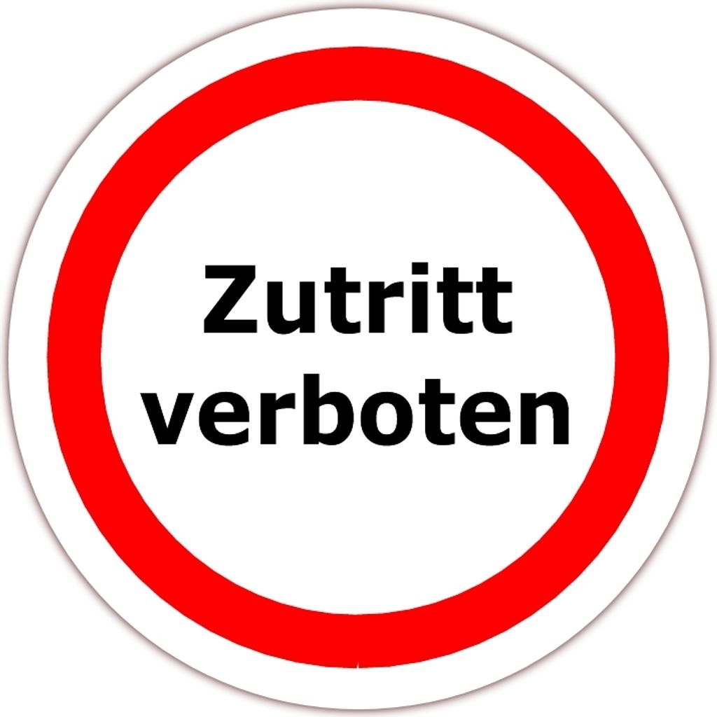18 Stück Aufkleber Zutritt verboten rund Ø 95 mm, Folienaufkleber schwarz weiß rot