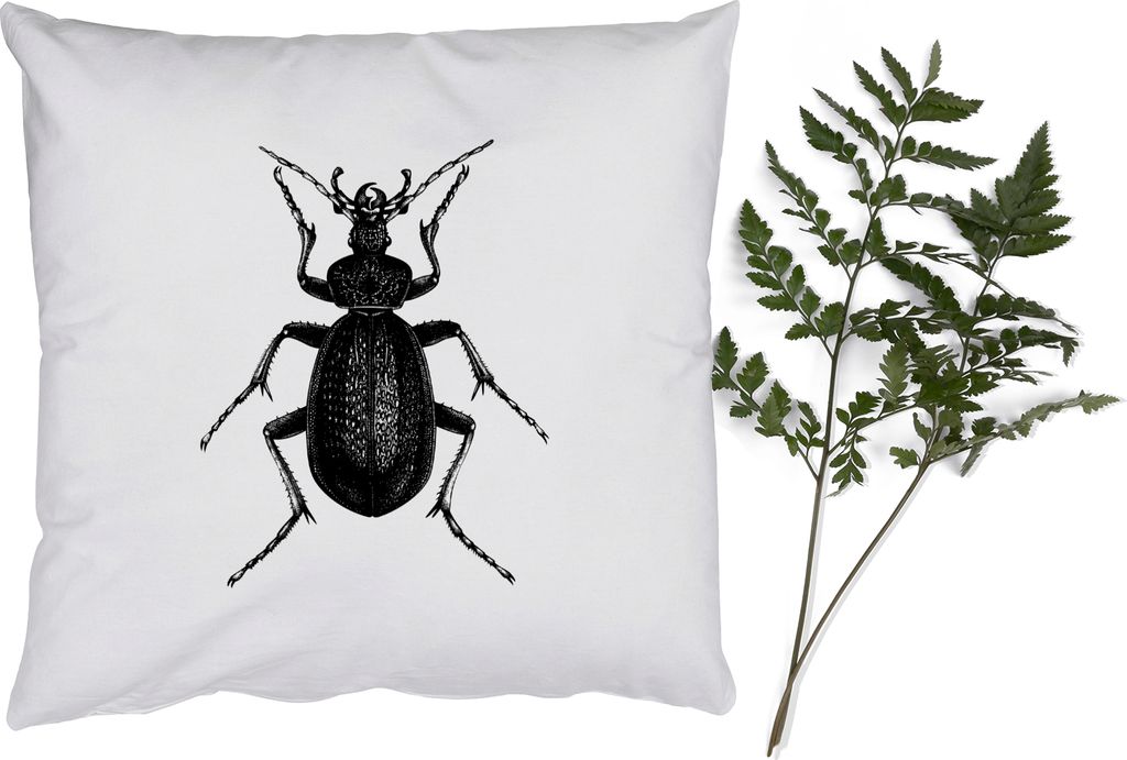 MuchoWow Zierkissen Sofakissen Wohnzimmer Dekokissen 50x50 cm Schwarz und weiß - Käfer - Vintage - Insekten - Komfort - Sofakissen