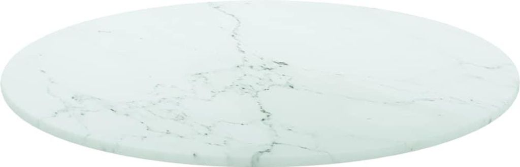 vidaXL Tischplatte Weiß Ø40x0,8 cm Hartglas in Marmoroptik