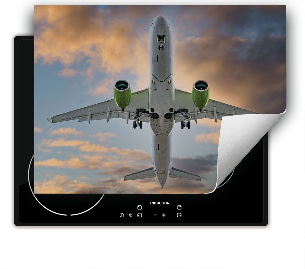 DarHaus Herdabdeckplatte 70x52 cm Anti Rutsch Matte Aufrollbar, Flugzeug