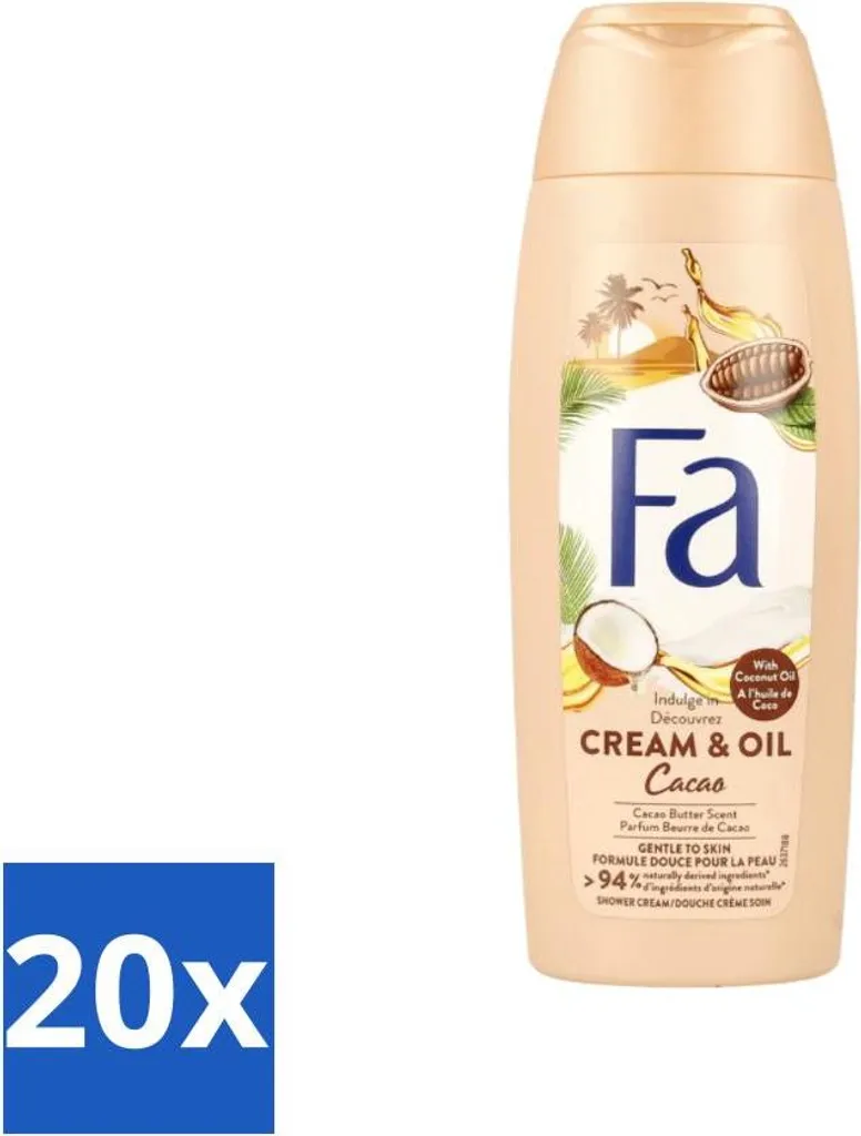 20 Pezzi Fa Crema Doccia Olio di Cocco e Cacao - Rigenerante