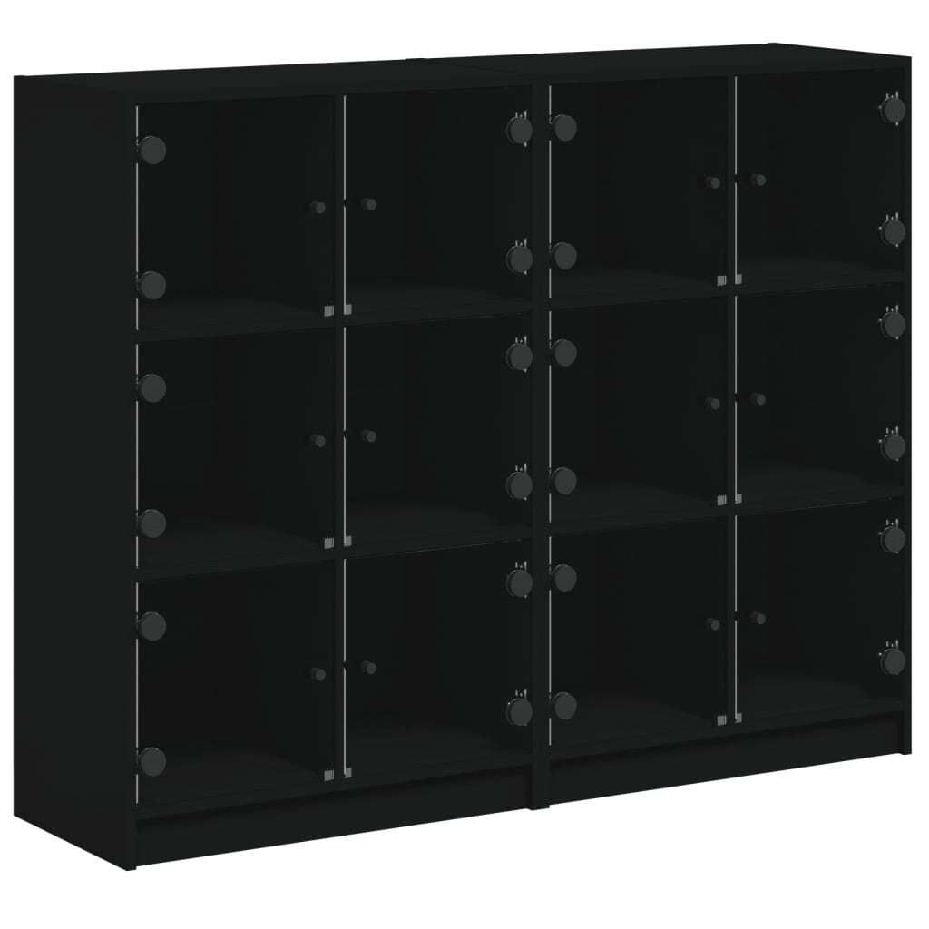 Bücherregal mit Türen Schwarz 136x37x109 cm Holzwerkstoff