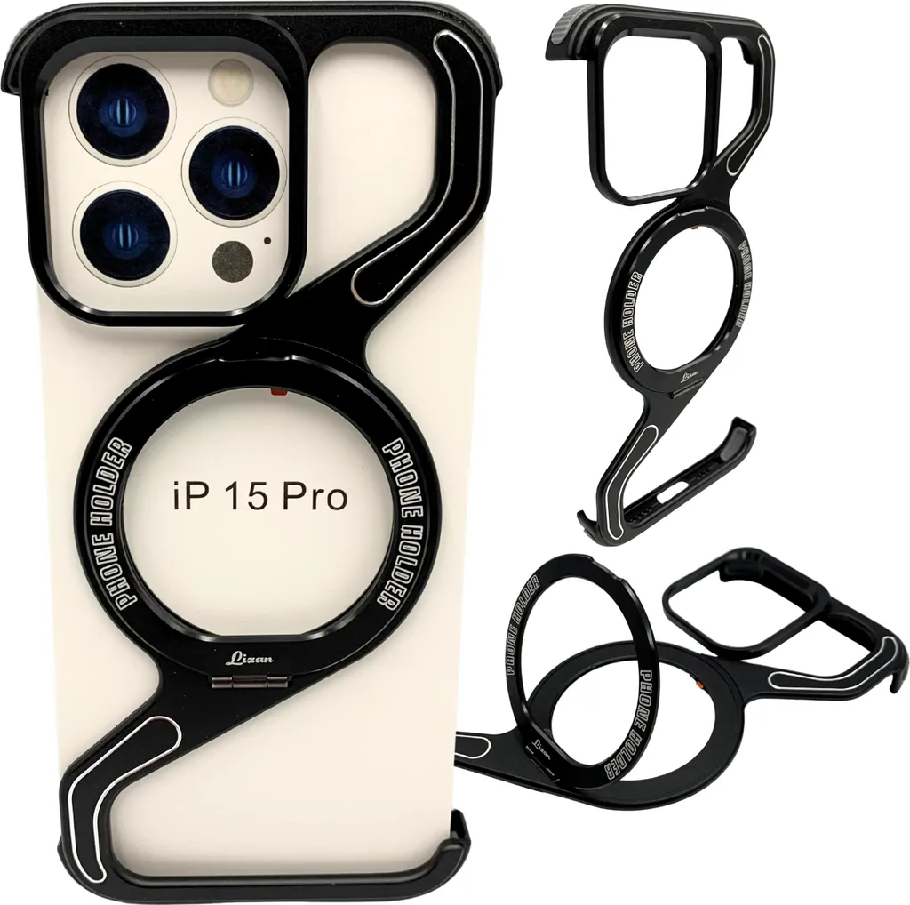 Custodia per Iphone 15 PRO Custodia blindata in metallo Magsafe Supporto in titanio
