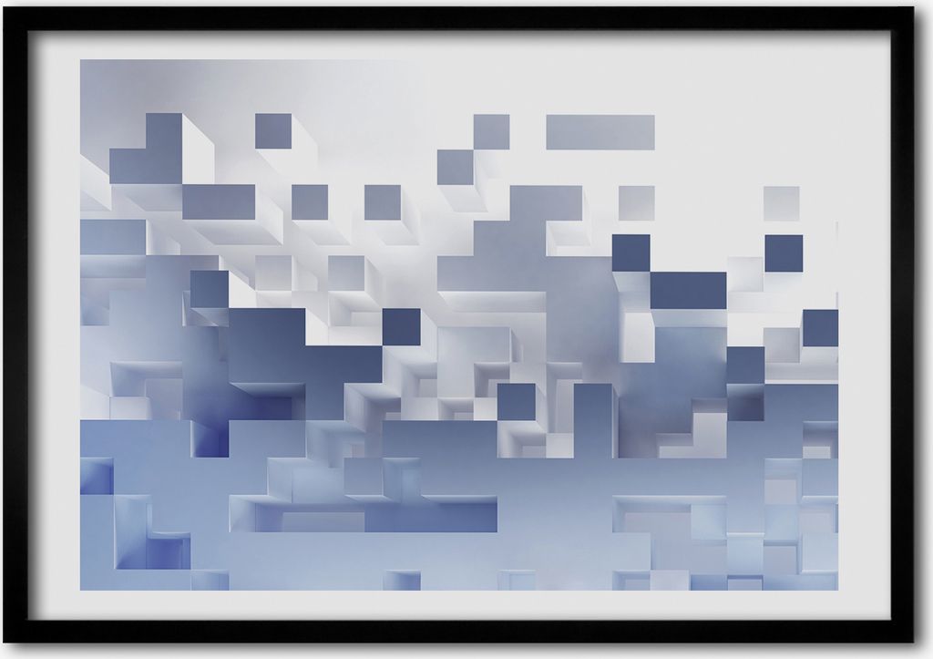 Bild - Bilderrahmen - 100 cm x 70 cm - MDF - Rahmen - Foto - Wandkunst Abstraction Würfel