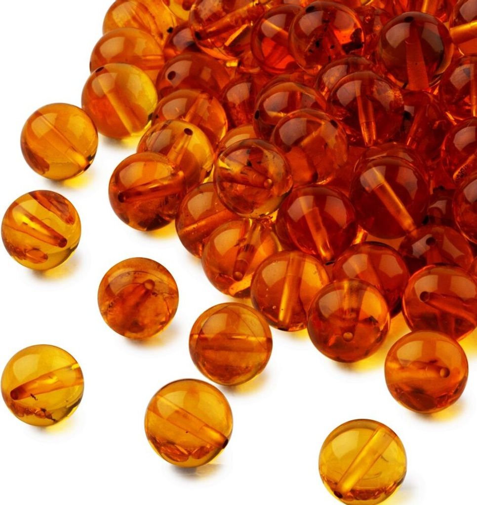 Bernsteinperle rund 8mm cognac - 1 Stück