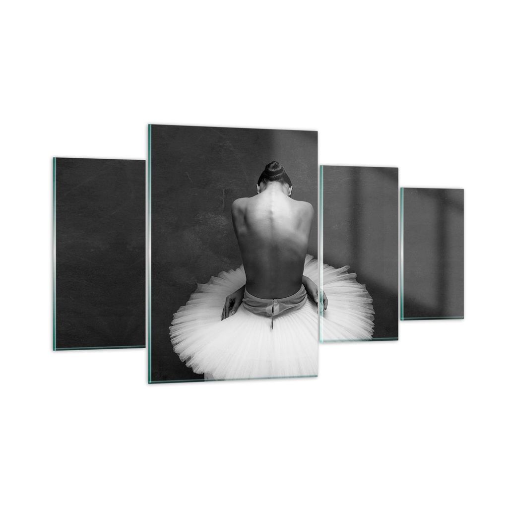 Bilder auf glas - 4 Teile - Ballerina Rücken Stück - 160x90cm - Glasbilder - Wandbilder - Bilder - zum Aufhängen bereit - Wanddekoration aus Gla...