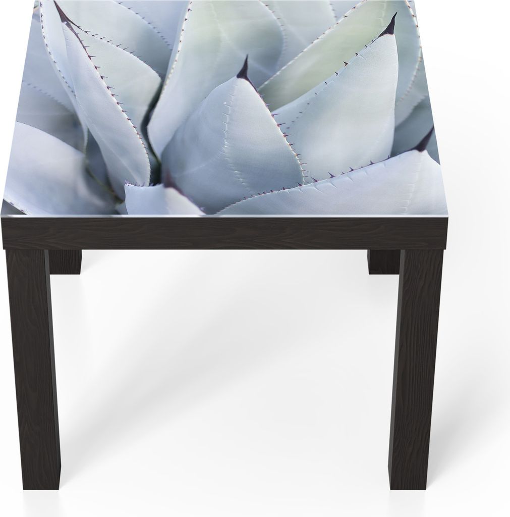 DEQORI Couchtisch 55x55 cm Schwarz 'Flüsternde Agave' Glas Beistelltisch Glastisch modern