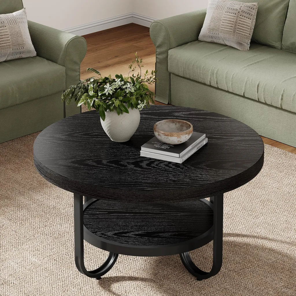 Tribesigns Tavolo Rotondo 79 cm - Complemento Arredo Industriale Nero - 11