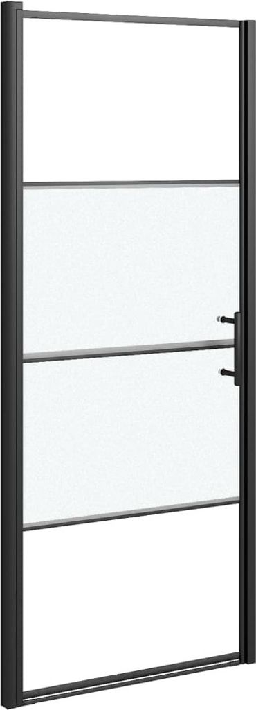 vidaXL Duschtür 81x195 cm Halbmatt Hartglas Schwarz Produktbild 