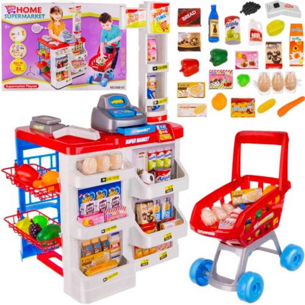 Supermercato giocattolo per bambini, completo di carrello, Immagine del prodotto 