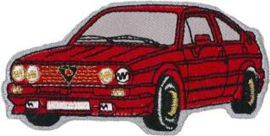 Aufnäher Patches PKW Auto roter Flitzer Gr. ca. 9,1 x 4,5 cm 05424