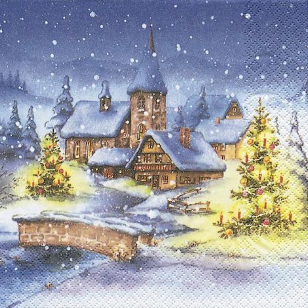 20 Servietten Christmas Village - Weihnachtsdorf im Winter Produktbild 