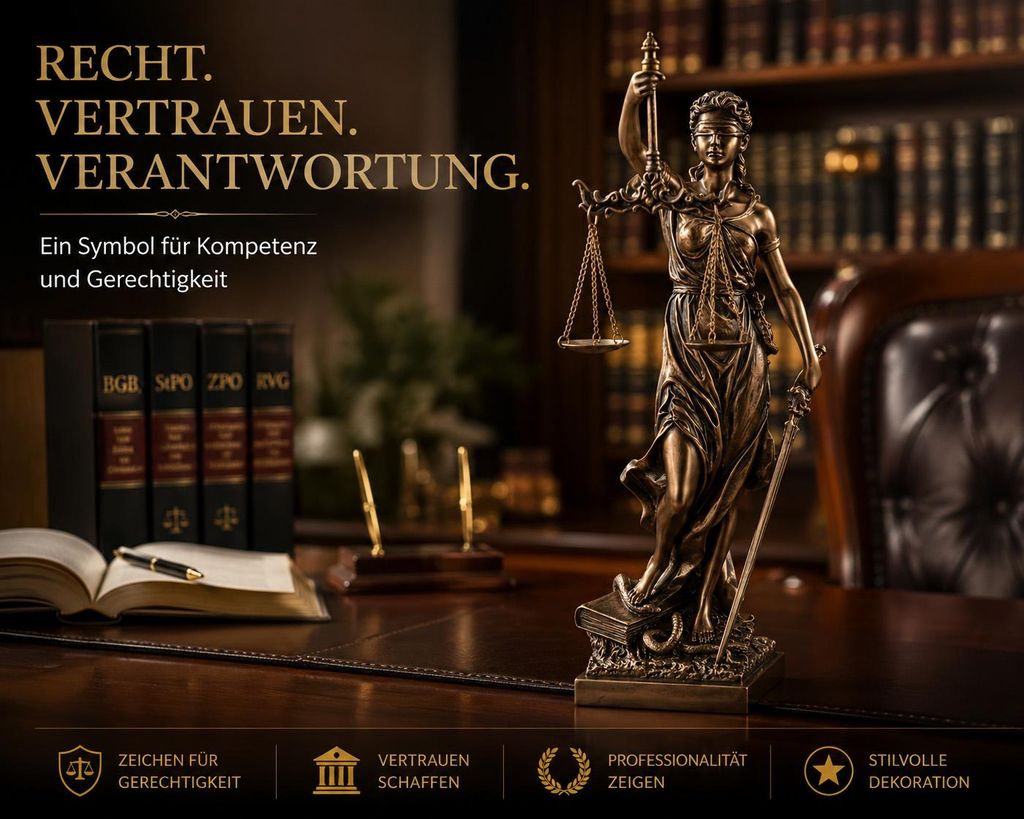 Justitia Figur 33 cm Göttin der Gerechtigkeit Statue mit Produktbild 