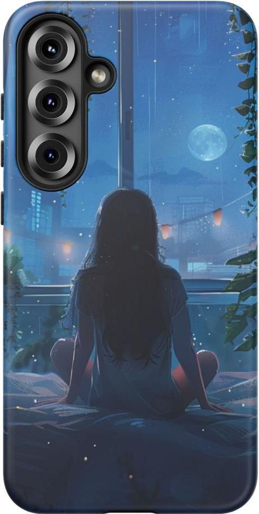 Mädchen im Mondschein am Fenster – Hülle Kompatibel mit Samsung Galaxy S25 Plus