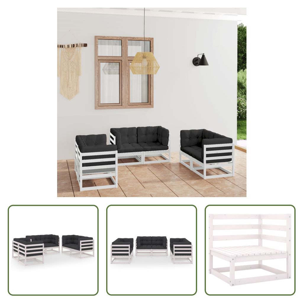 The Living Store 6-tlg. Garten-Lounge-Set mit Kissen Kiefer Massivholz