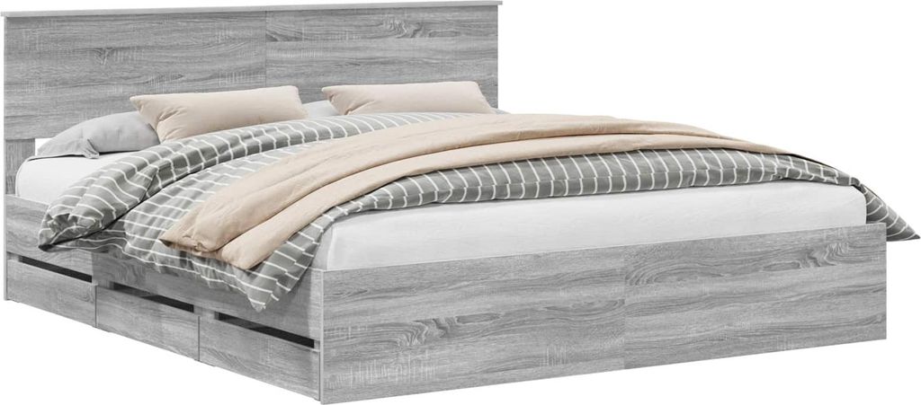 Bettrahmen Graues Sonoma 180 x 200 cm Ingenieurs Holz