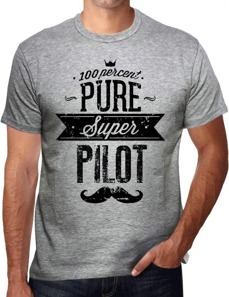 Herren Grafik T-Shirt 100% reiner Superpilot – 100% Pure Super Pilot – Öko-Verantwortlich Vintage Jahrgang Kurzarm Lustige Druck Geburtstag Ge...