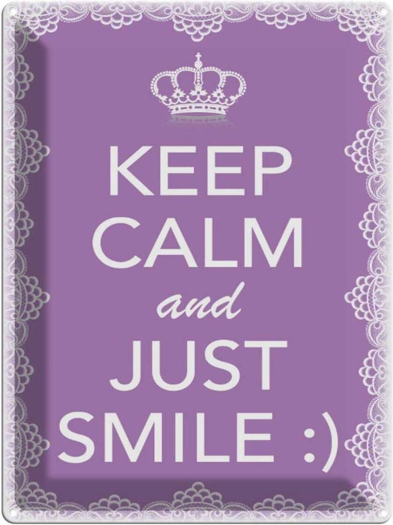 vianmo Blechschild 40x30 cm Keep Calm and just smile:) Produktbild 