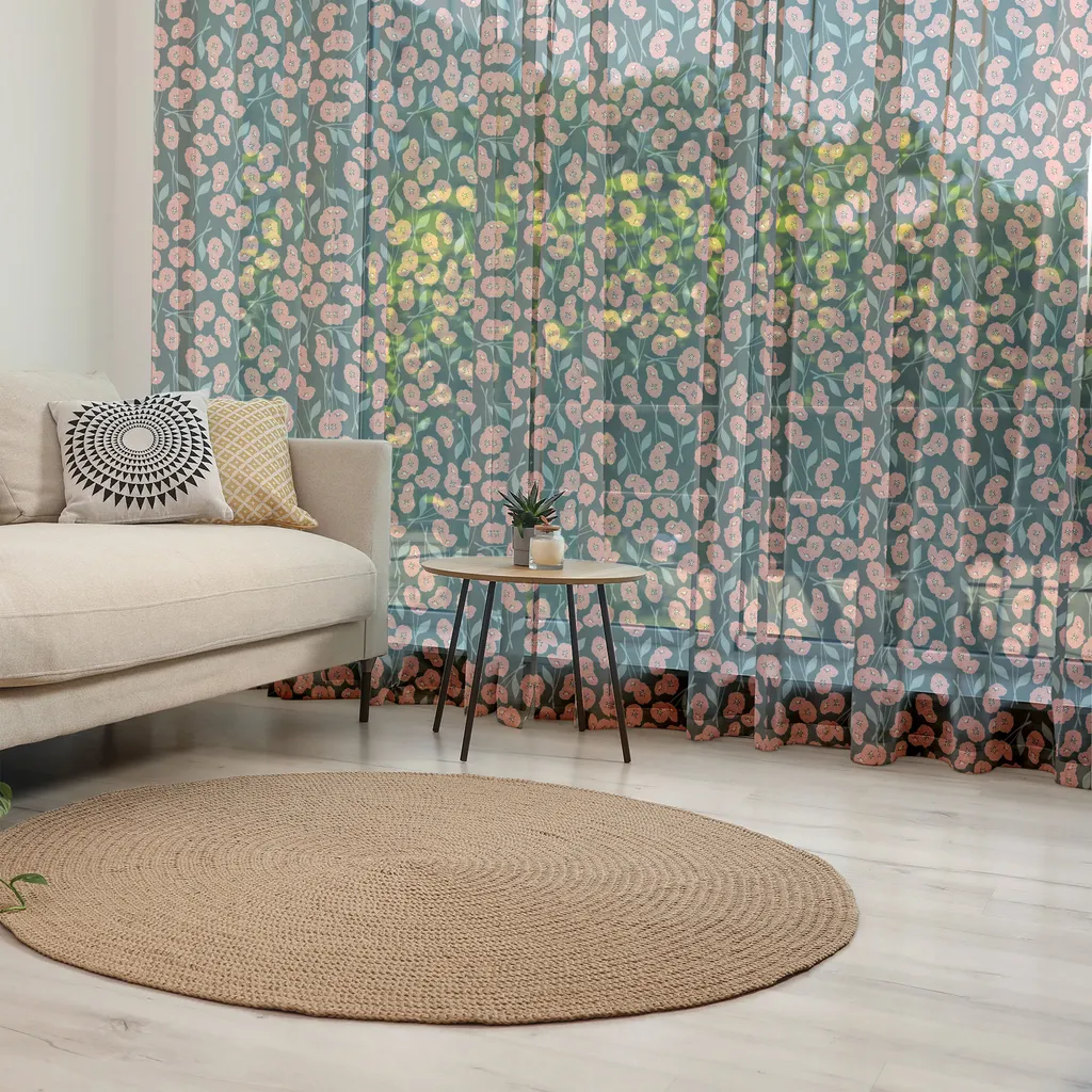 ABAKUHAUS Arazzo in Raso Floreale 135x274 cm Lavabile in Lavatrice - 5
