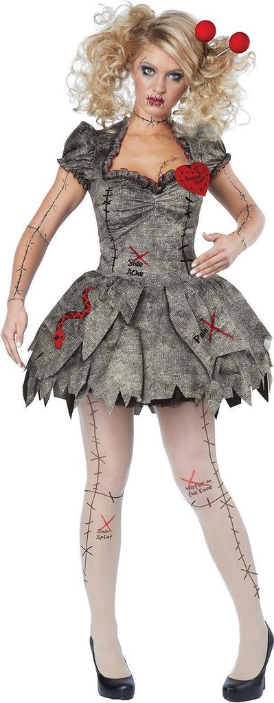 Voodoo Puppe Halloween Damenkostüm Ragdoll braun-rot - M (40/42)