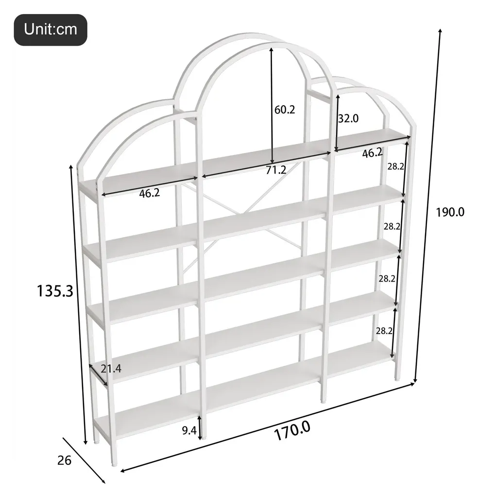 Grande étagère murale 5 niveaux pour salon et bureau design minimaliste