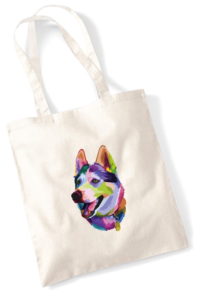Huuraa Jutebeutel Husky Colorful 10 Liter Natural Baumwolle Tasche Geschenkidee