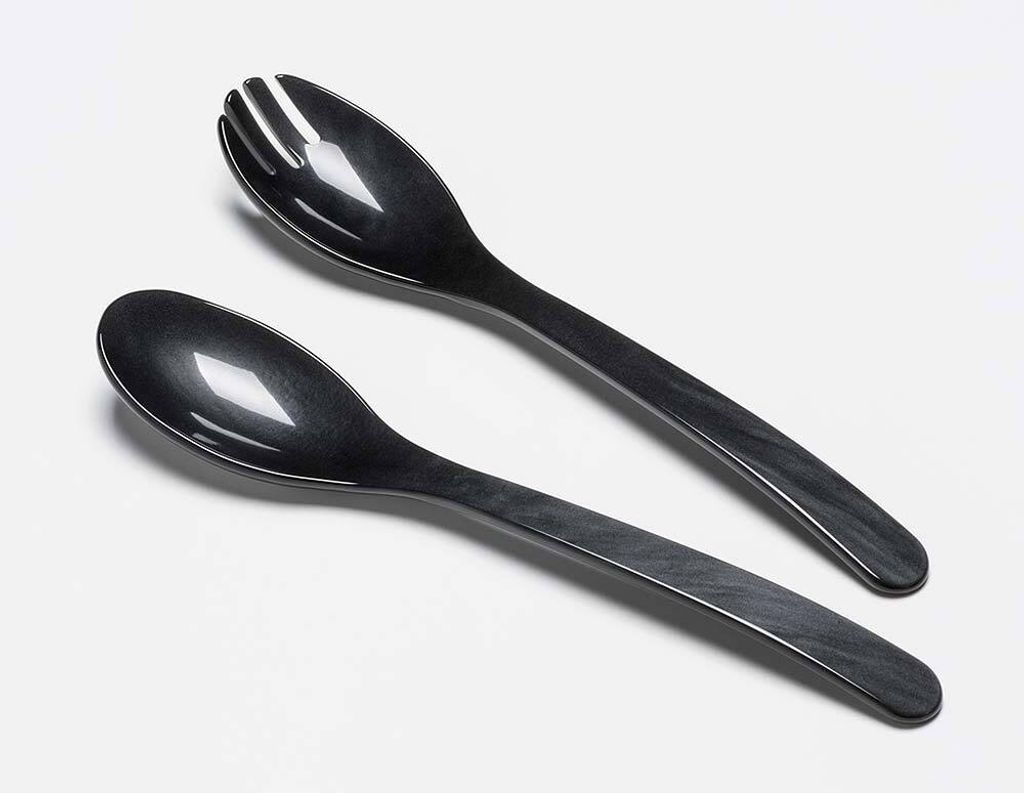 Zeal Melamin Salatbesteck Set – Dunkelgrau, 3-teilig Mit Servierlöffel, Gabel & Zange