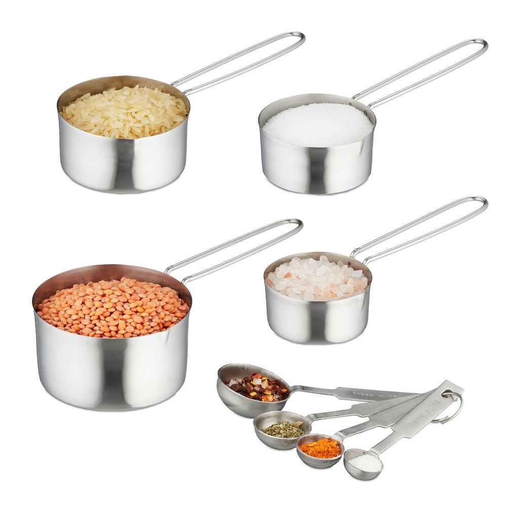 Relaxdays Messbecher und Messlöffel Set, 8-teilig, Produktbild 
