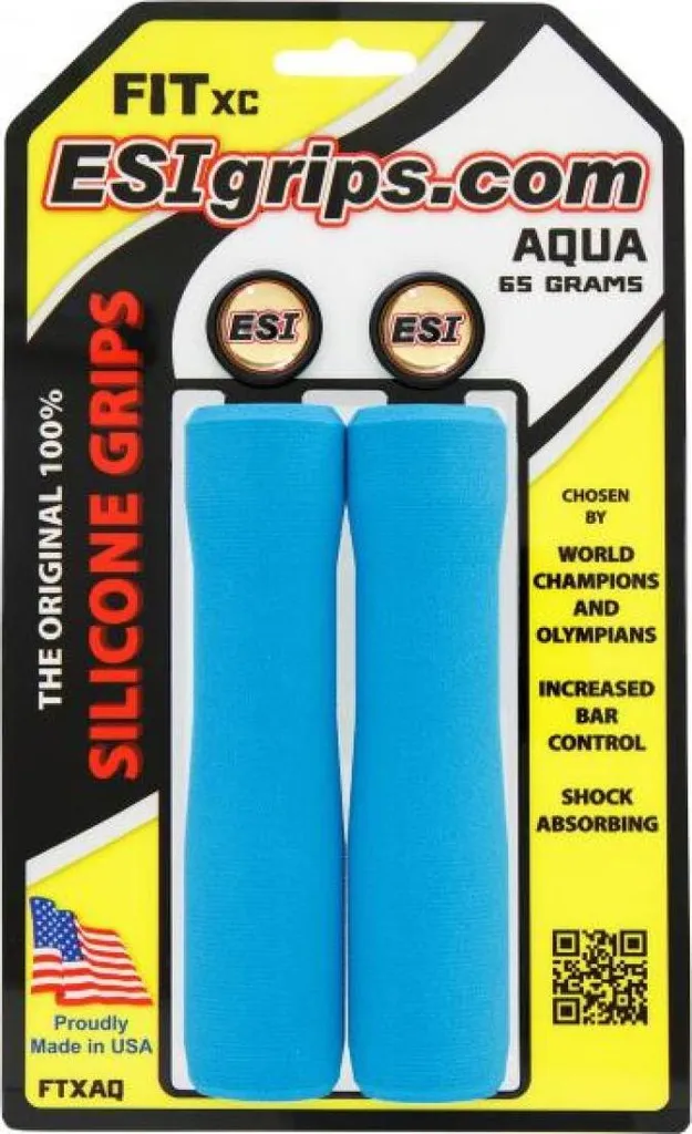 Poignées ESI FIT XC 65g bleu - Grips VTT ergonomiques haute performance
