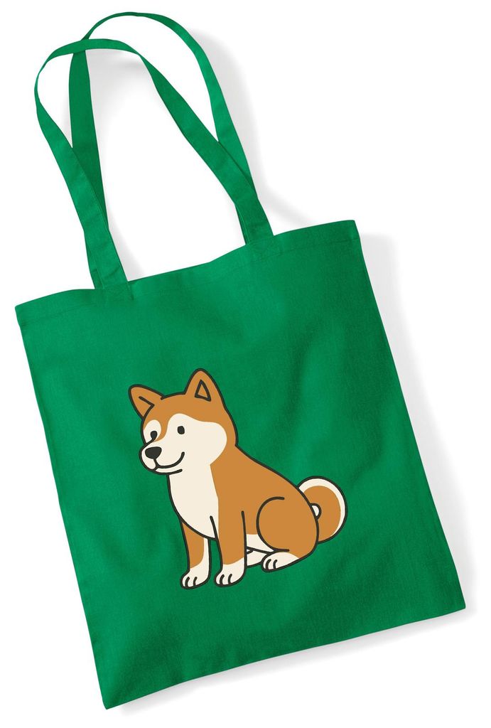 Huuraa Jutebeutel Akita Inu Comic Akita 10 Liter Kelly Green Baumwolle Tasche Geschenkidee