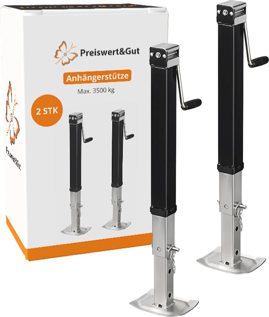 2 x Anhängerstütze mit Kurbel klappbar Stütze 3500kg Produktbild 1