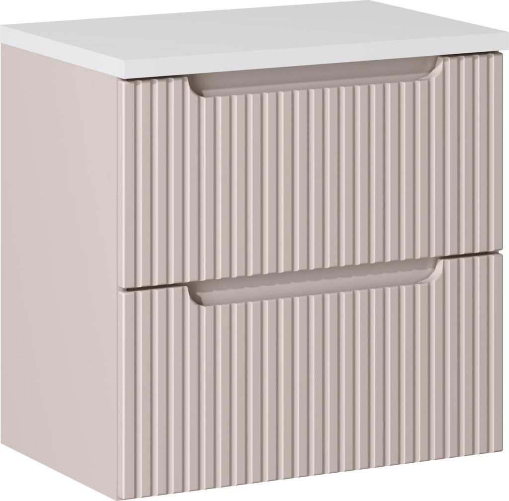 Badezimmerschrank 60 Cm Mit Aufsatz Und Zwei Schubladen Kaschmir Matt
