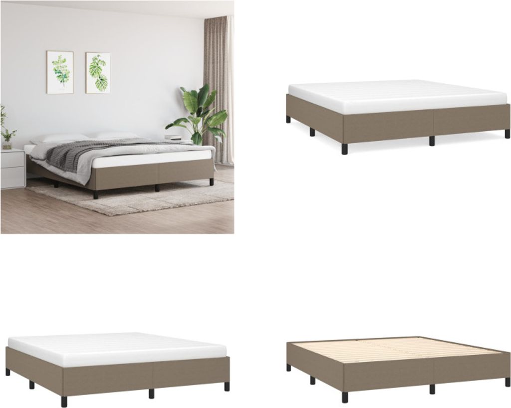 vidaXL Bettgestell Taupe 180x200 cm Stoff - Bettgestell - Bettgestelle - Bettrahmen - Bett