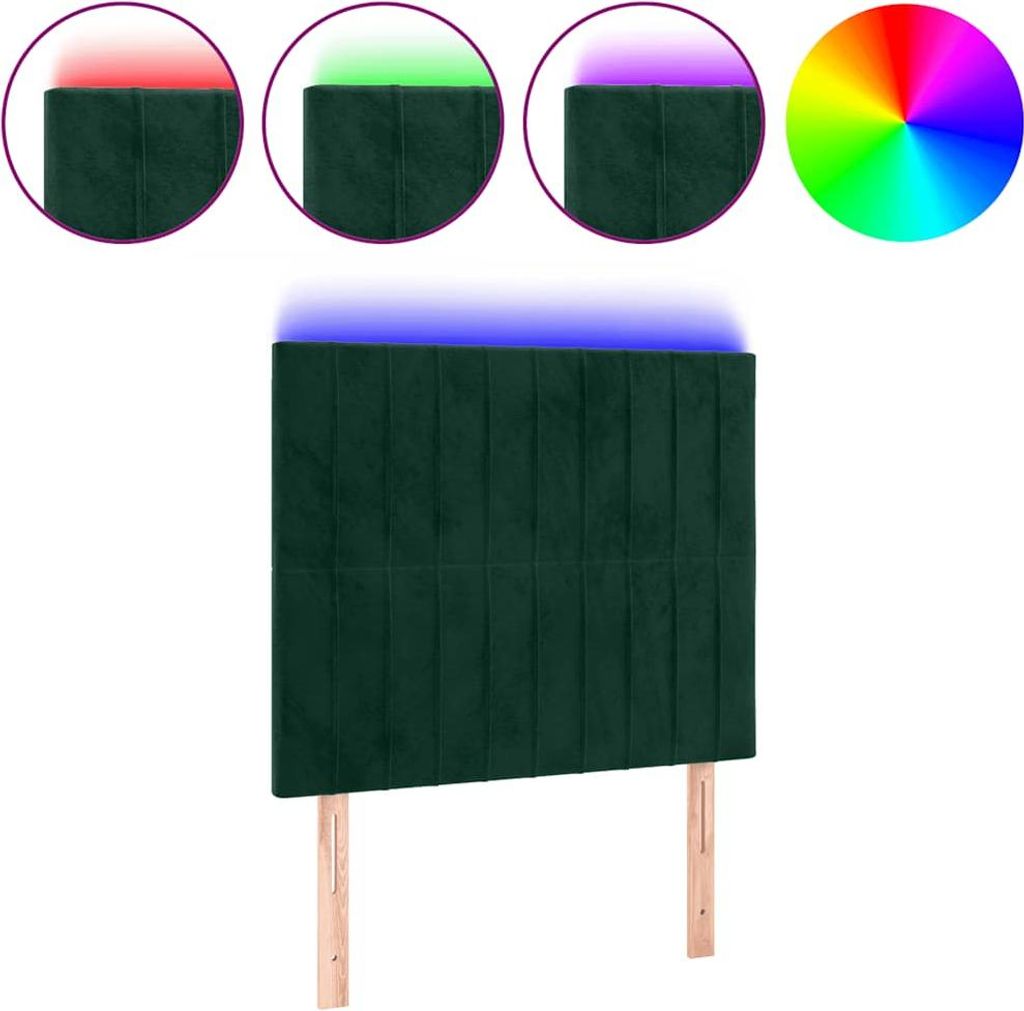 vidaXL LED Kopfteil Dunkelgrün 80x5x118/128 cm Samt