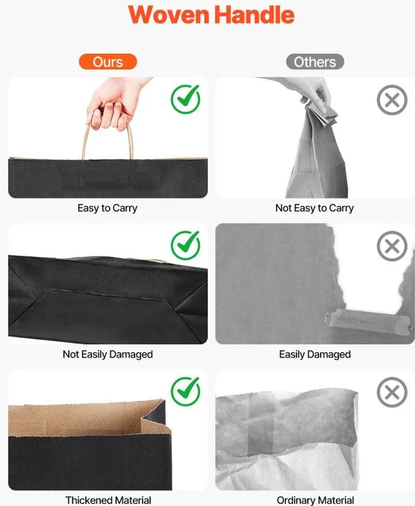 Sacs papier grand format 406x152x308mm noir résistant pack de 100 - 4