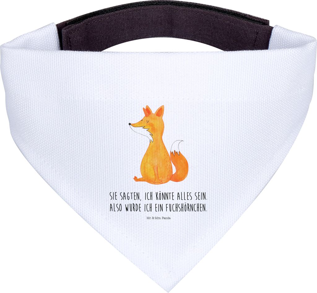 Mr. & Mrs. Panda Hundehalstuch Einhorn Fuchs - Weiß - Geschenk, Unicorns, Fuchshörnchen, Bandana für Hunde, Halstuch, Unicorn, Einhörner, Tuch,...