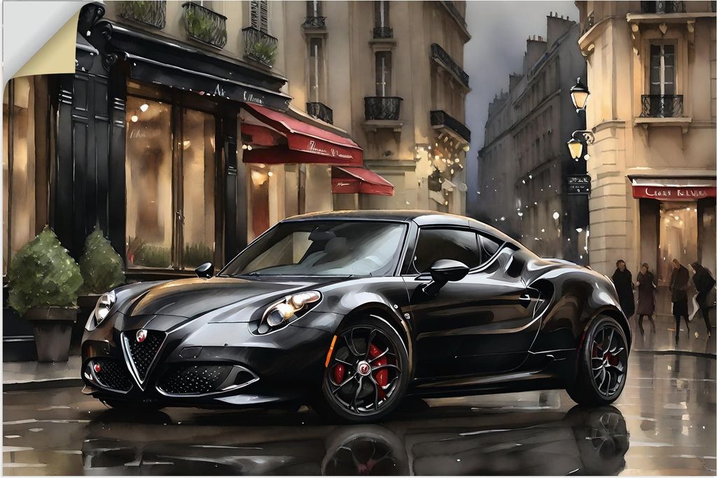 ARTland Wandbild, selbstklebend Mit einem Alfa Romeo 4C in Paris Größe: 60x40 cm