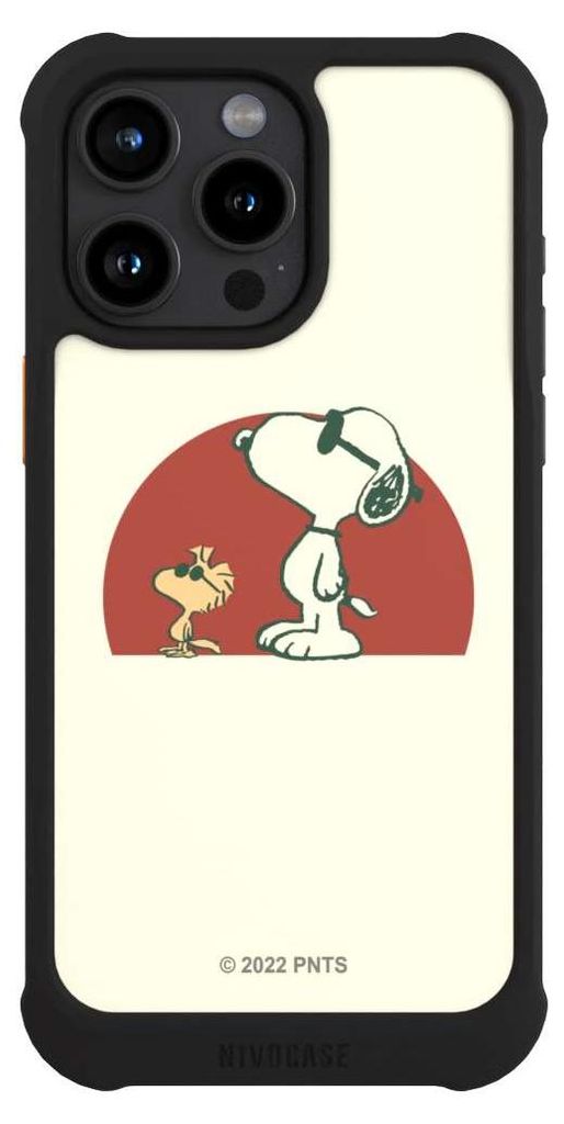 NIVOCASE Hülle für Apple iPhone 15 Pro Max Stoßfeste Handyhülle NIVOmax Case Schwarz Offizielles Lizenzprodukt Snoopy Kindheit